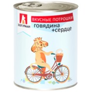 Вкусные потрошки д/собак говядина+сердце ж/б 750 гр 1/9