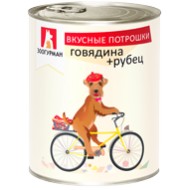 Вкусные потрошки д/собак говядина+рубец ж/б 750 гр 1/9